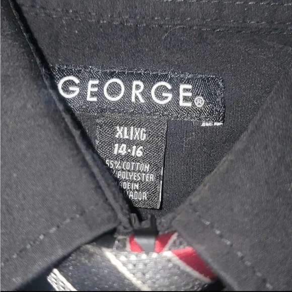 ‼️SOLD‼️George black dress shirt with tie Size XL 14/16 - Picture 3 of 3